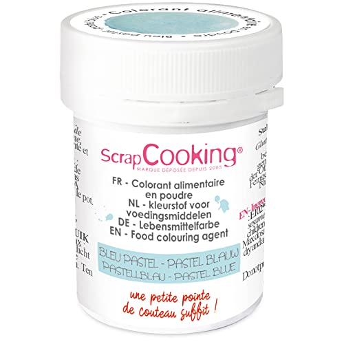 SCRAP COOKING - Colorant Artificiel en Poudre Bleu Pastel 5 g - Ingrédient Pâtisserie Professionnel pour Gâteaux, Crèmes, Entremets, Macarons, Biscuits - Fabriqué en France - 4052