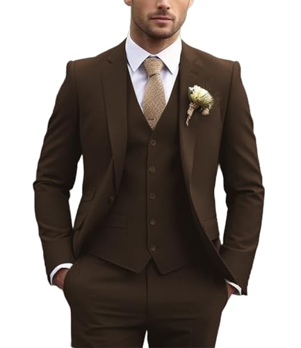 Men's 3 Pieces Tuxedos Single Breasted Wedding Suit Jacket Pants Set