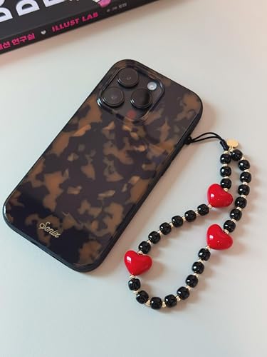 Drawwind Phone Charm Strap Cute Wrist Straps Cell Phone Charm String Y2K Aesthetic Lanyard Wristlet Chain for Case Camera AirPods Bags Keychains (Red Hearts)