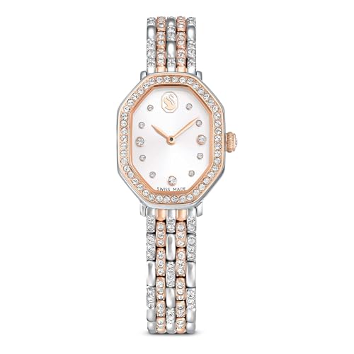Swarovski Dextera Octagon Uhr, Schweizer Produktion, Metallarmband, Silberfarben, Roségoldfarbenes Finish