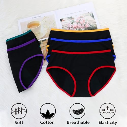 Image of Nalwort Womens Period Underwear Menstrual Period Panties Slim Postpartum Cotton Panties 5 Pack