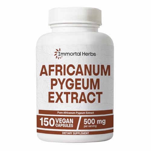 Immortal Herbs Africanum Pygeum 500mg 25:1 Extract 150 Pills Extra Strength Pygeum Supplement for Men and Women Non-GMO and Gluten-Free Bark Extract Capsules 5 Months Supply