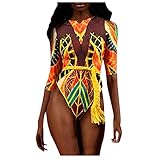 Axtheny Tribal Print Bikini African Print Inspired Beachwear Push-Up Padded Swimsuit One Piece Bikini Bathing Suit Gold