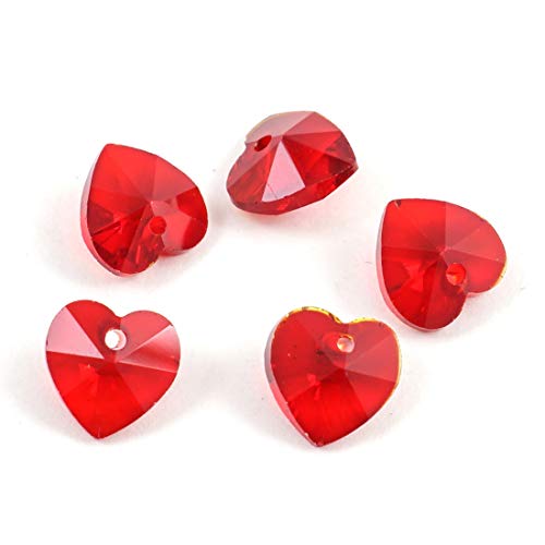 20Pcs 10Mm Heart Crystal Pendant Drop Beads January Red Birthstone Charms For Jewelry Craft Making Bb15-1 #TOP3