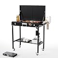 AEWHALE 2-in-1 Outdoor Table & Electric Grill,Portable Grill with Nonstick Cooking Surface for Outdoor Kitchen & Backyard Barbecue Cooking