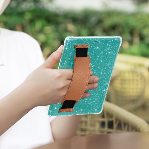 Image of iDLEHANDS Clear Glitter Case for 7 inch Tablet Case - Ultra Slim Soft TPU Transparent Cover & Lightweight with Hand-Strap, Brown
