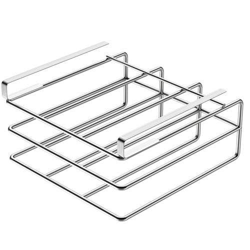 Hperu Cutting Board Storage,10.4x11.8x2.4'' Under Cabinet Cutting Board Holder Metal Cutting Board Organizer Space Saving Under Shelf Chopping Board Holder,Silver