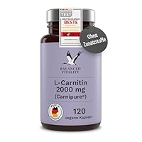 L-Carnitin Hochdosiert - 2000 mg - Premium: Carnipure® von Lonza - 120 vegane Kapseln - Laborgeprüft - Ohne Zusätze - Balanced Vitality