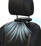 SEAINGO Car Fan for Front and Back Seat, USB Powered (No Battery, Not Rechargeable), Headrest Mount Cooling Fan with Front/Rear Airflow Switch and 3 Speeds, Fits Headrest Posts Spaced 4.5–7.6 in