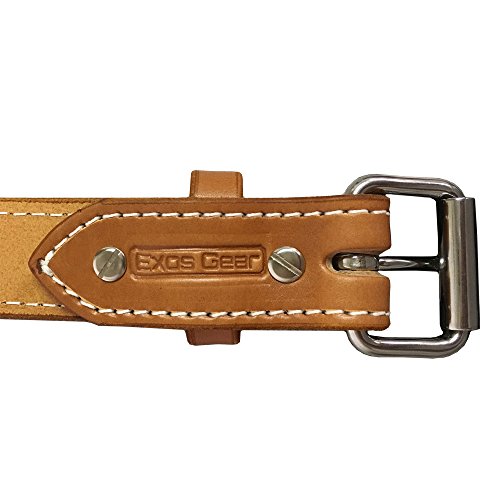 Exos Gun Belt, English Bridle Leather, 14 Ounce - Stainless Steel Hardware - Handmade in The USA (50 - for 46" Waist, Saddle Tan)