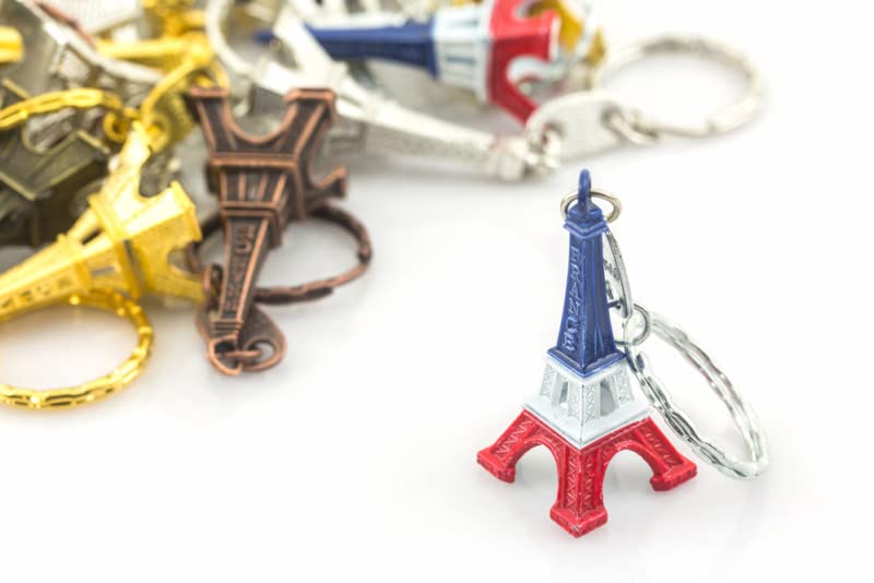 I Portachiavi A Anello Della Torre Eiffel Hanno Dipinto Spazzolato Nel Colore Della Bandiera Nazionale Image90934209