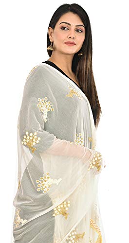 Image of YOUTHQUAKE Heavy Embroidered Work Chiffon Dupatta for Womens & Girls With Fancy Lace