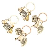 Alipis Llavero de Latón Dorado Estilo Chino 4 Colgantes de Calabaza y Recogedor de Polvo para Decoración y Accesorios de Mochila