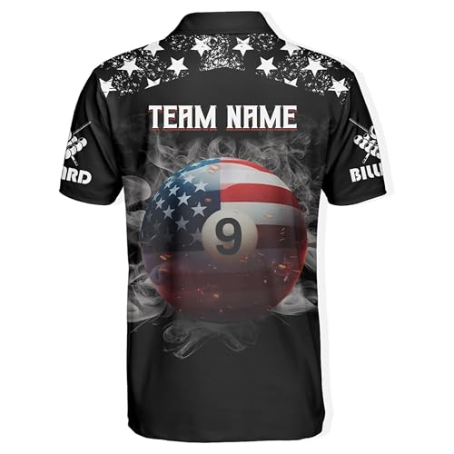 SHAANT Personalized Billiards Polo Shirt for Men, 9 Ball Pool Shirts, Custom Billiard Jerseys, Billiards Team Shirts4