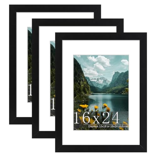 Image of Picrit 16x24 Black Picture Frame, Poster Frame for Wall, 3 Pack