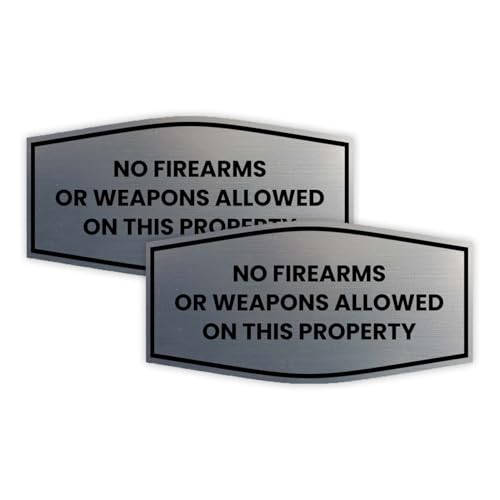 Plaques No Firearms or Weapons Allowed finition argent brossé