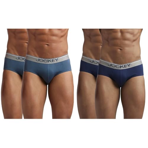 Image of Jockey Men's Cotton Briefs (Pack of 2) (37929 Grey S) Men's Cotton Briefs (Pack of 2) (37822 Blue S)