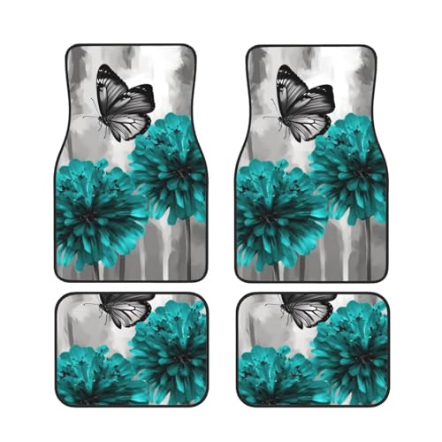 Tapis de sol de voiture antidérapants et robustes toutes saisons motif fleurs