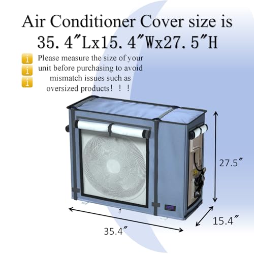 Image of NGB Mini Split Cover, Outdoor Unit Cover for Air Conditioning Condensing HVAC,35.4x15.4x27.5 Inches, Waterproof, Windproof, Snowproof, For All Seasons,Grey Color.