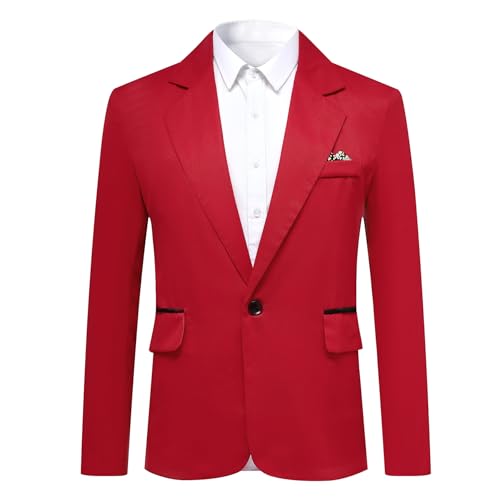 YOUTHUP Blazer Homme Slim Fit Léger Veste de Costume 1 Bouton Cérémonie Affaires Soirée, Rouge, L