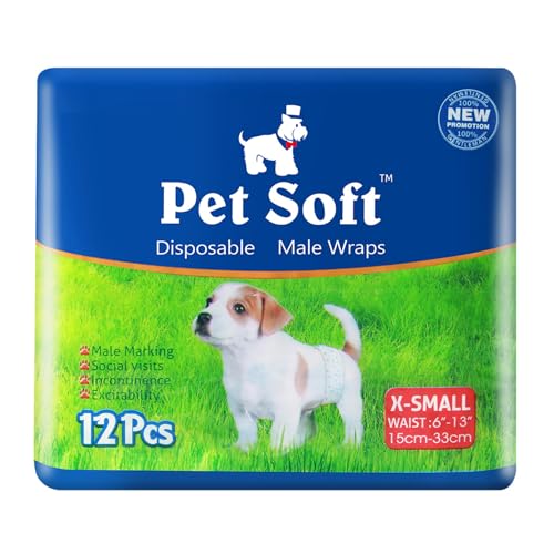 Pet Soft Disposable Male Wrap Dog Diaper,12Pcs,XS