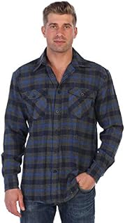 Gioberti Men's Plaid Checkered Brushed Flannel Shirt, Navy/Gray/Royal Blue Contrast Line, Size XX-Large