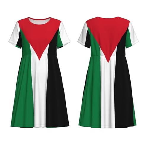 Robe Palestine à imprimé graphique rétro chic et manches courtes - 4