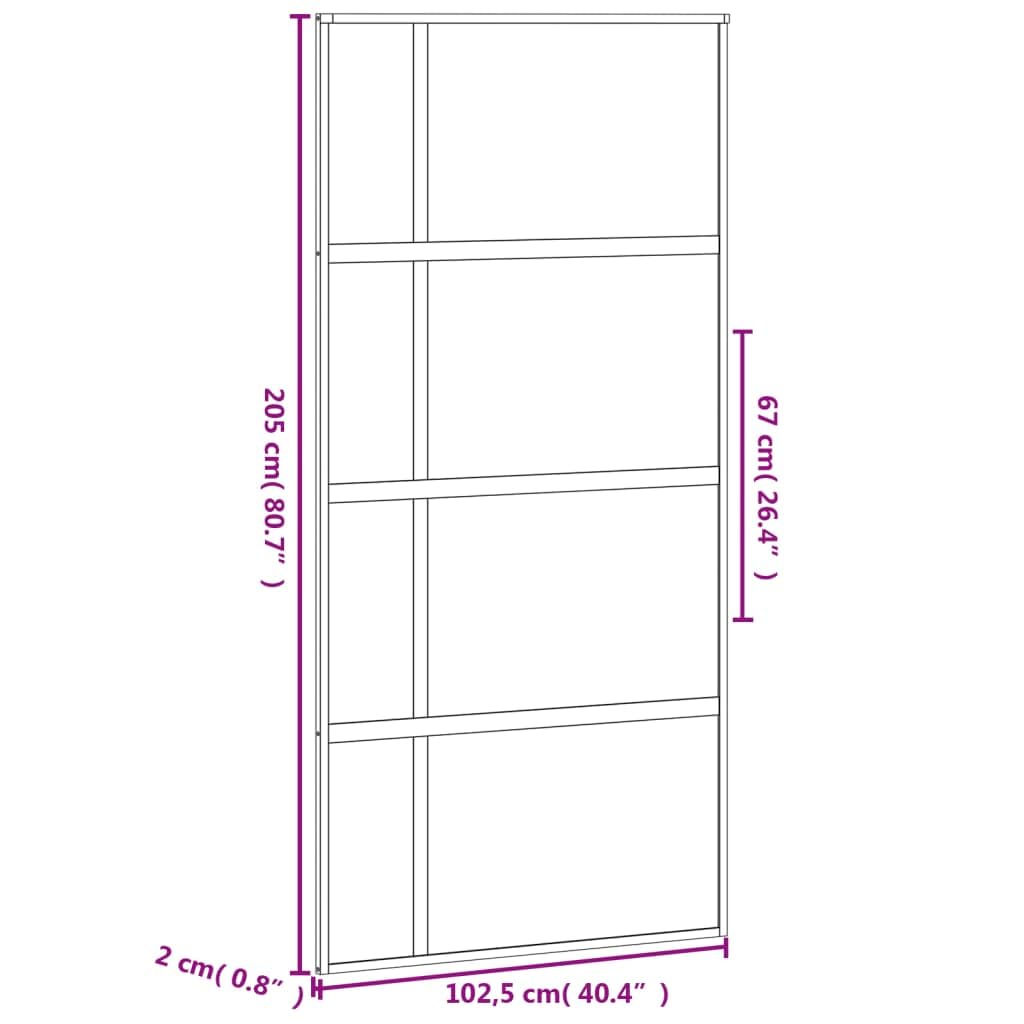 Drzwi przesuwne czarne 102,5 x 205 cm szkło hartowane i aluminium materiały budowlane drzwi, drzwi domowe