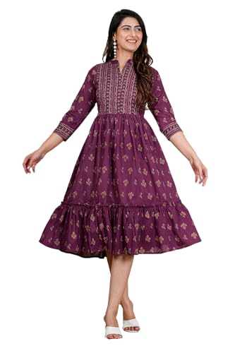 Image of Kuruti B Sheets Women's Cotton Floral Printed Regular Fit Anarkali Kurta for Women