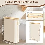 GARPROVM Toilet Paper Storage Basket with Lid, Slim Free Standing Toilet Roll Storage Holder Stand with See Through Window, Holds up to 20 Regular Rolls or 12 Mega Rolls Bathroom Organizer, Beige - Image 2