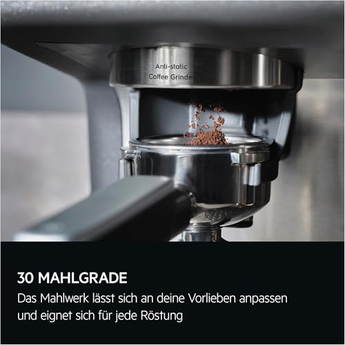 AEG Máquina portafiltros Espresso EC8-1-8BP – Dual Thermoblock, 30 grados de molienda, 20 bares de presión, control de temperatura PID, cabezal de preparación de 58 mm, espumador de leche, calentador - imagen 9