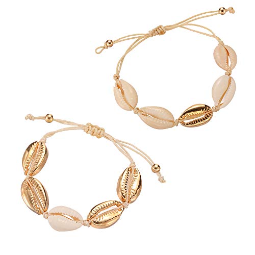 Softones 2Pcs Beach Shell Bracelet Anklet Set For Women Girls Summer Handmade Bracelets Ankle Bracelet Adjustable #TOP12