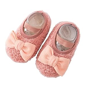 Baby Slippers Fleece Lined Toddler Girls Slippers Soft Sole Newborn Warm First Walking Shoes for Winter Non Slip