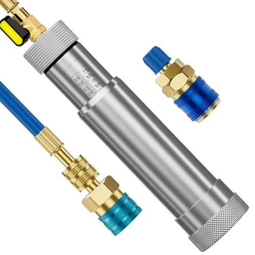 HTOMT AC Oil Injector Kit A/C Dye Oil Injector with R1234YF Low Side Quick Coupler and QC12 Quick Coupler for R1234YF R134A R22 R12 Refrigerant System