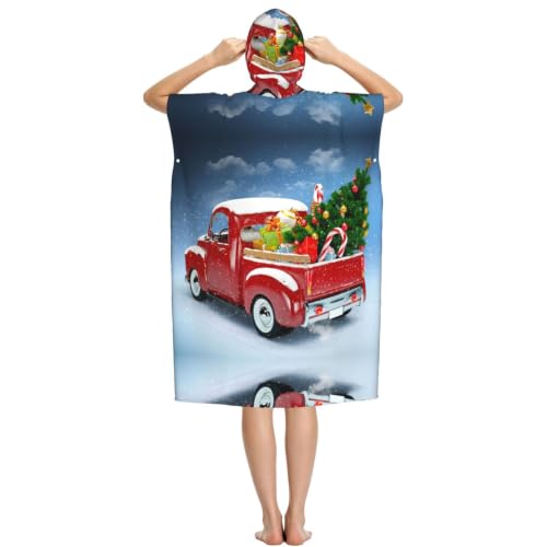 Peignoir à capuche imprimé sapin de Noël, cadeau original pour nageur