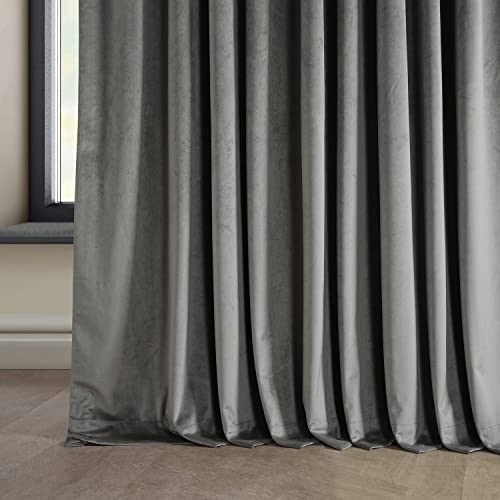 Image of HPD Half Price Drapes Signature Plush Extra Wide Velvet Blackout Curtains for Bedroom (1 Panel),100W X 120L Hotel Black Out Curtains for Living Room, Thermal Insulated Curtains, Nightlife Grey