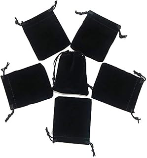 HRX Package Little Velvet Drawstring Pouches, 20pcs Black Velvet Cloth Bags for Jewellery Wedding Ring Small Gift (7.2 X 9.2cm)