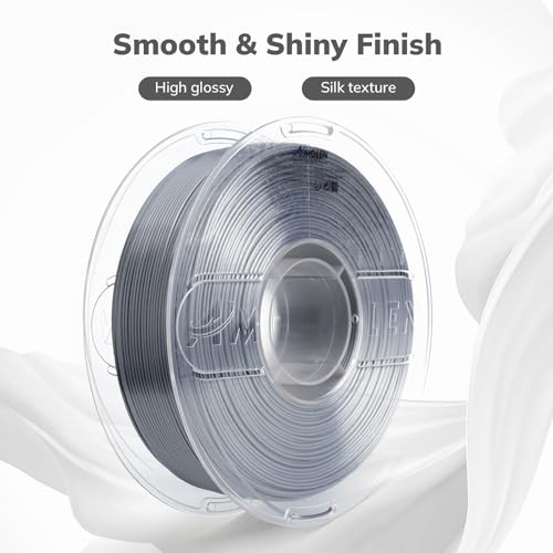Image of AMOLEN Silk PLA Filament 1.75mm 3D Printer filaments, Shiny Silver Grey Filament for 3D Printing, 1kg(2.2lbs) Spool, Compatible with Most FDM Printer(Silk Silver Grey)