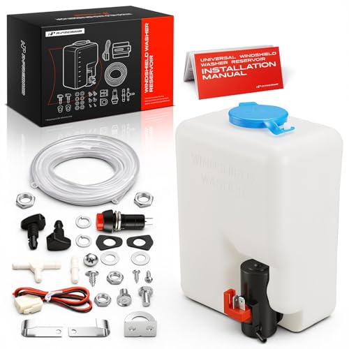 A-Premium Universal Windshield Washer Pump Fluid Reservoir Tank Bottle Kit with Jet Button Switch 12V Washer Fluid Car Windshield Pump for ATV UTV