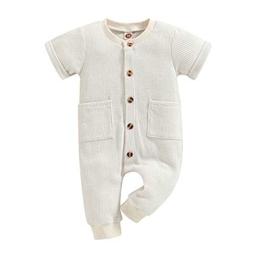 Ynibbim Unisex Baby Boy Girl Romper Solid Color...