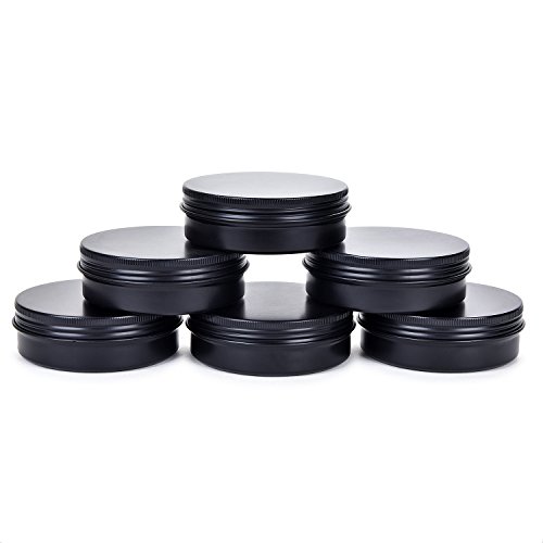 Tmo 4 Oz. Aluminum Tins Container 24 Pack Round Screw Lid Containers Jars Metal Storage Tin Jars Aluminum Tin Cans Food Tins Travel Tins,Black #TOP2