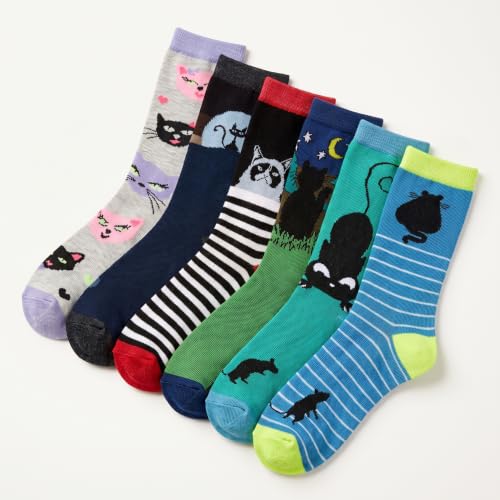 Image of Tipi Toe Women's 6-Pack Funky Crew Socks | Colorful Fun Patterned Novelty Dress Socks, Sizes 9-13