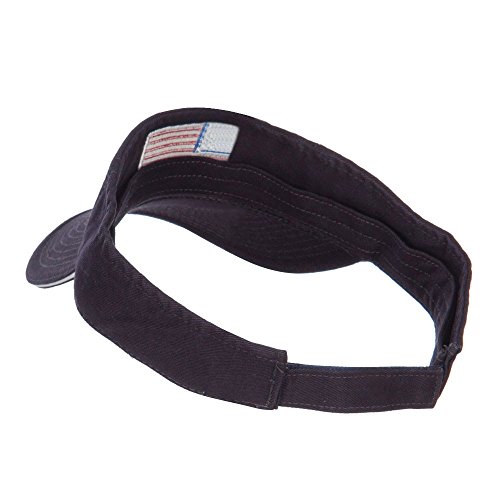 American Flag Embroidered Cotton Sandwich Visor - Navy White Osfm #TOP1