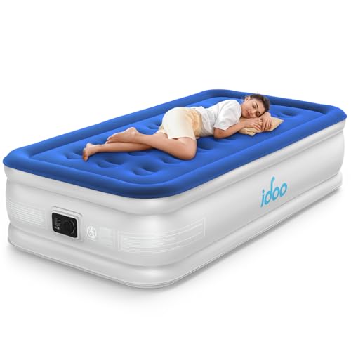 iDOO Colchón Hinchable Individual con Bomba Integrada, Inflado Rápido de 3 Minutos, Cama Hinchable Portátil para Invitados, Colchón Inflable para Hogar y Camping-100 X 190 X 46 cm