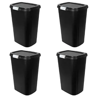 Hefty 13 Gallon Odor Block Touch Top Kitchen Trash Can - 4 Pack, Black