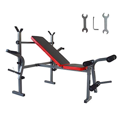INTSUPERMAI 330lb Adjustable Weight Fitness Bench Press Set Workout Gym Home Exercise Lift Foldable Home Barbell Equipment