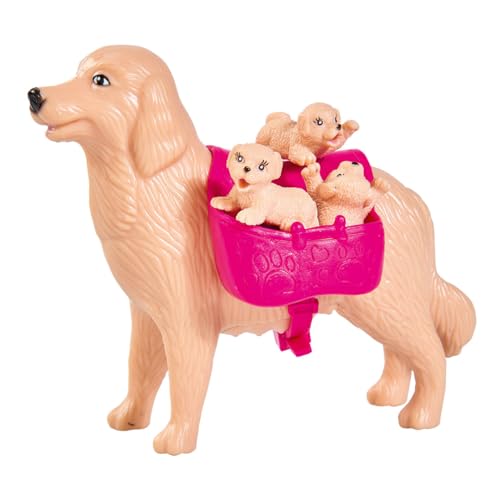 Simba 105733072 - Evi Love Dog Sitter, mit Hündin und DREI Welpen, Zubehör, Ankleidepuppe, 12cm, für Kinder ab 3 Jahren