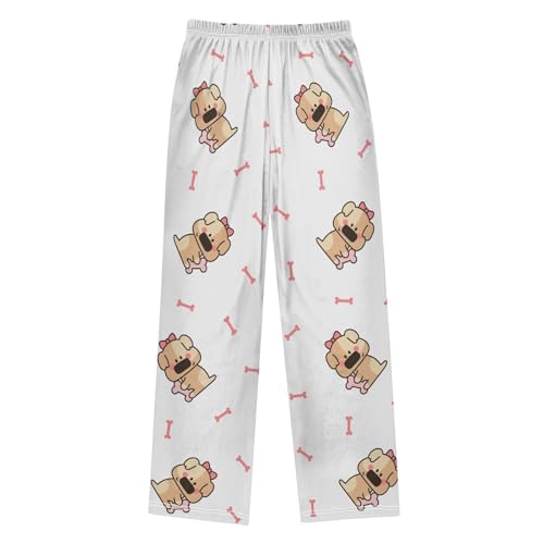 Cute Puppy Boys Pants Boys Athletic Pants Long Pant for Boy with Pockets Wide-Leg Size 6-14Y2