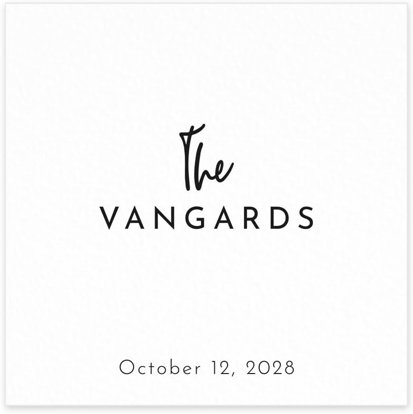Personalized Classic Monogram Couples Cocktail Napkins / 100 Custom Modern Wedding Beverage Napkins / 4 3/4" x 4 3/4" Anniversary Party 3 Ply White Napkin/Made In The USA