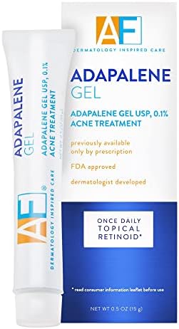 Acne Free Adapalene Gel 0.1%, Once-Daily Topical Retinoid Acne Treatment, Dermatologist Developed, Unclogs Pores and Clears Acne, Prevents and Improve Whiteheads and Blackheads, 0.5 Ounce